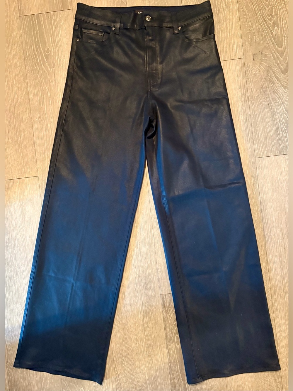 Paige Sasha High Rise Wide Leg Coated Faux Leather Jeans - Picture 2 of 10
